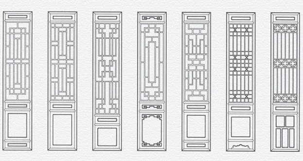 西乡常用中式仿古花窗图案隔断设计图